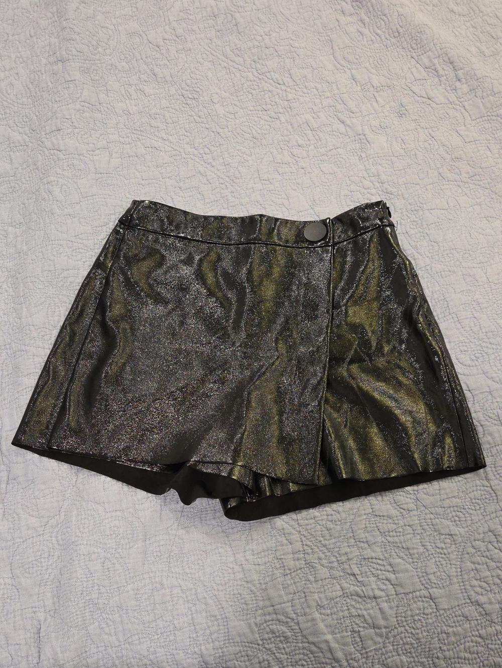 Zara Metallic Textured Skort Asymmetrical Wrap Shorts Skirt Small